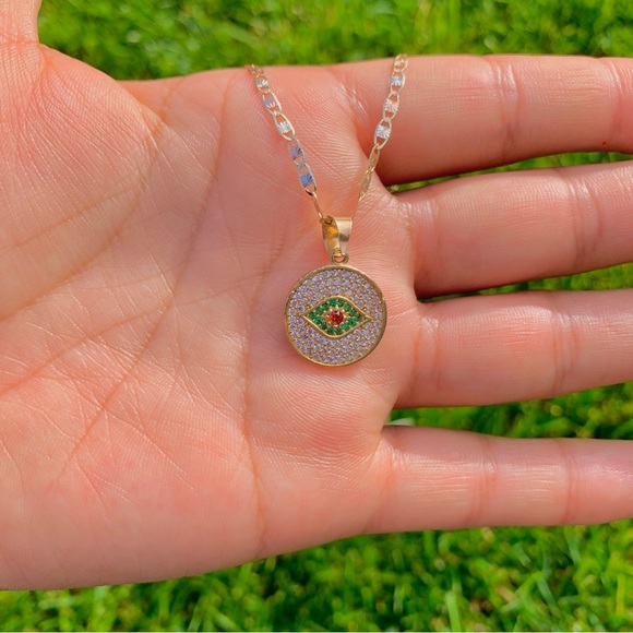 Evil eye Pendant 10k real solid gold // ojo turco oro Mexicano 10k - Picture 4 of 4